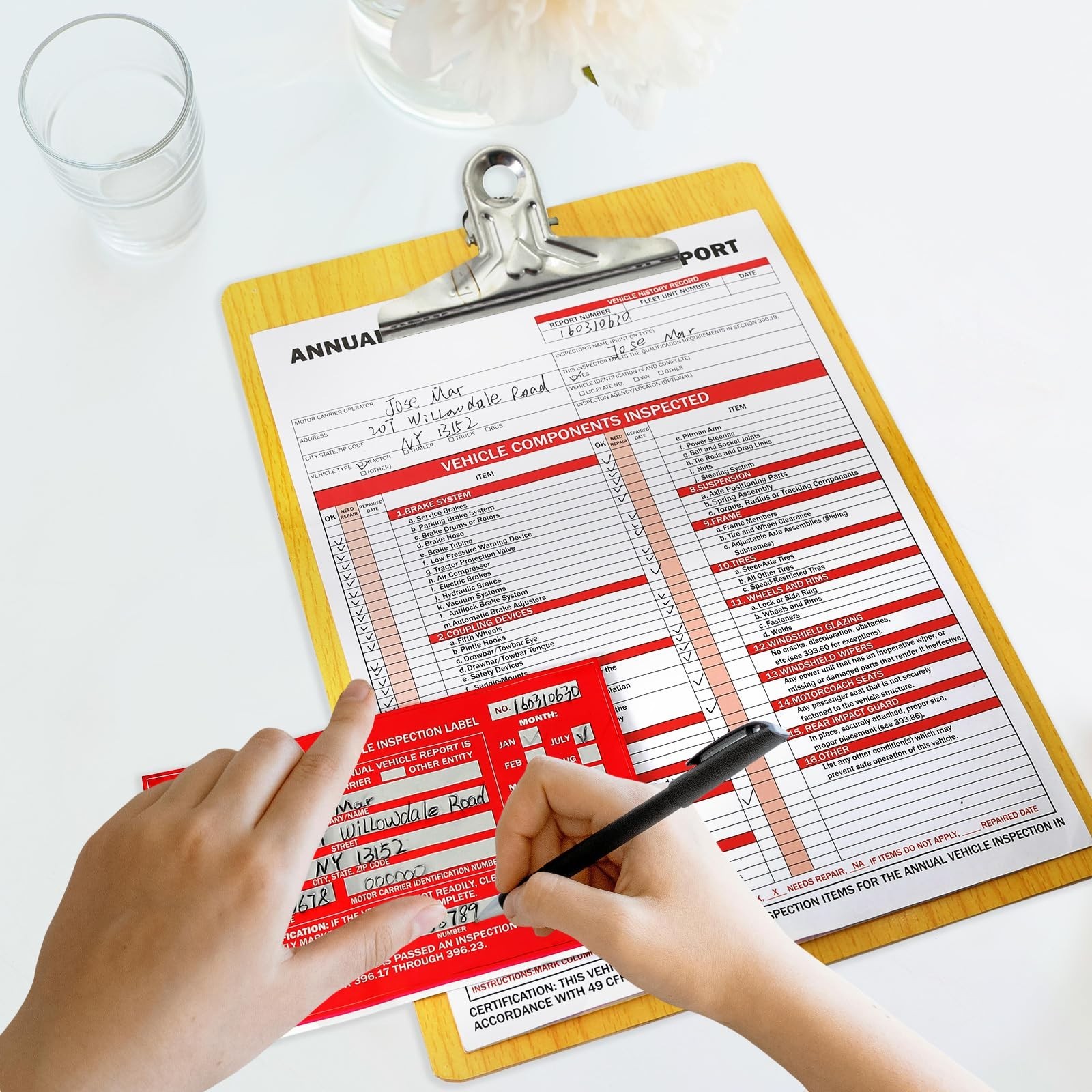 2 in 1 Organization Kit 30 Pack Carbonless Forms with Hardboard and Red Aluminum