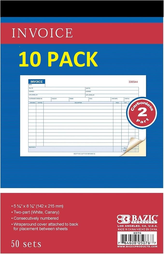 10 books of 50 sets 2 Part Carbonless Sales Order Books Receipt Form Invoice