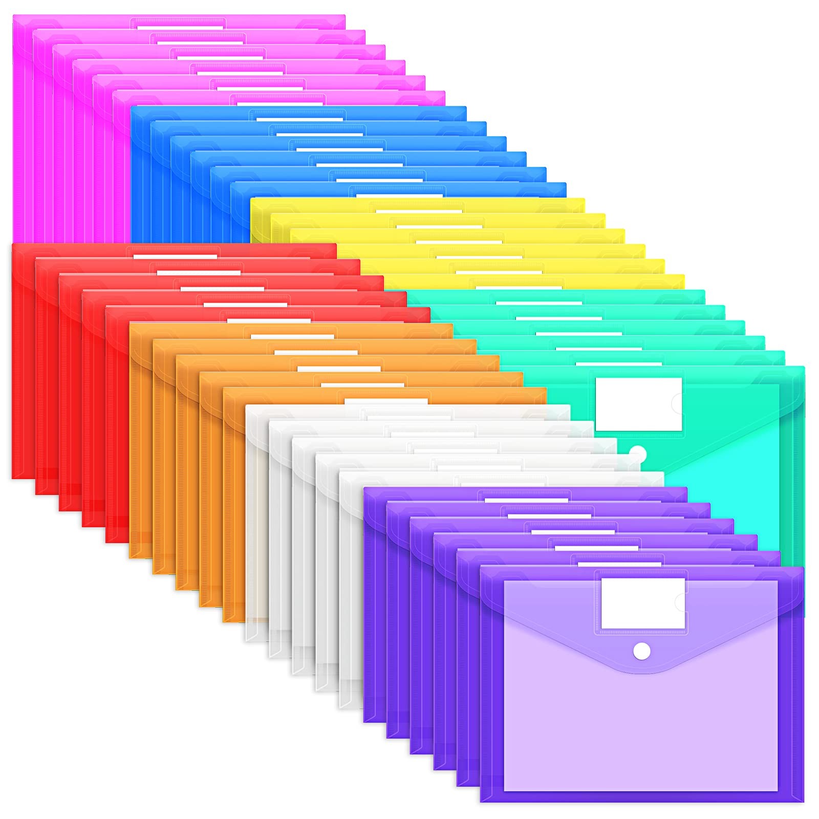 EOOUT 45 Pack Plastic Envelopes Poly Envelopes, Clear Document File Rainbow