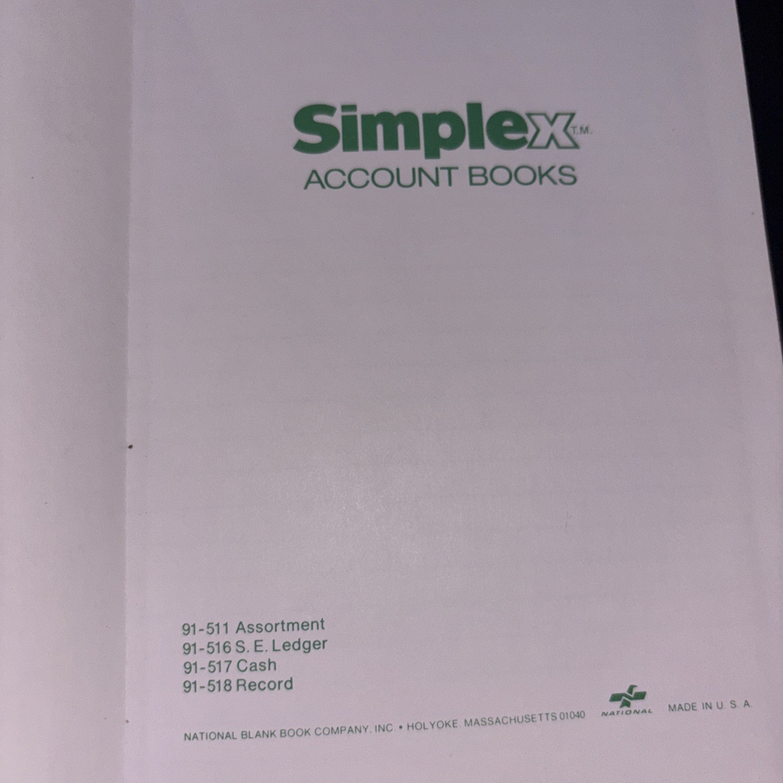 Vintage Simplex S.E. Ledger Account Book 5″ X 8″ USA #91-516 Brand New Unused