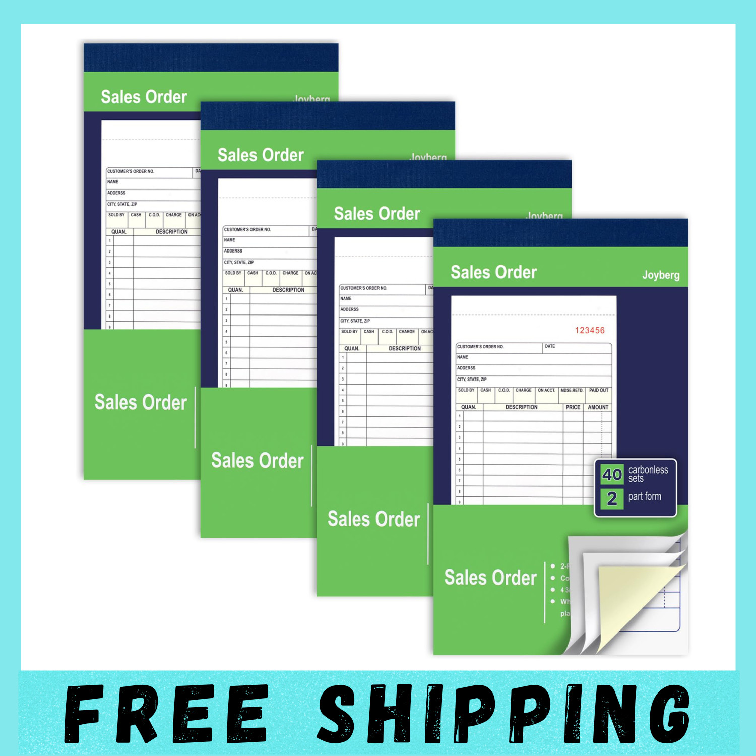 4 Pack Receipt Book, 4.17inx7.2in Receipt Book with Carbon Copies, 2-Part …