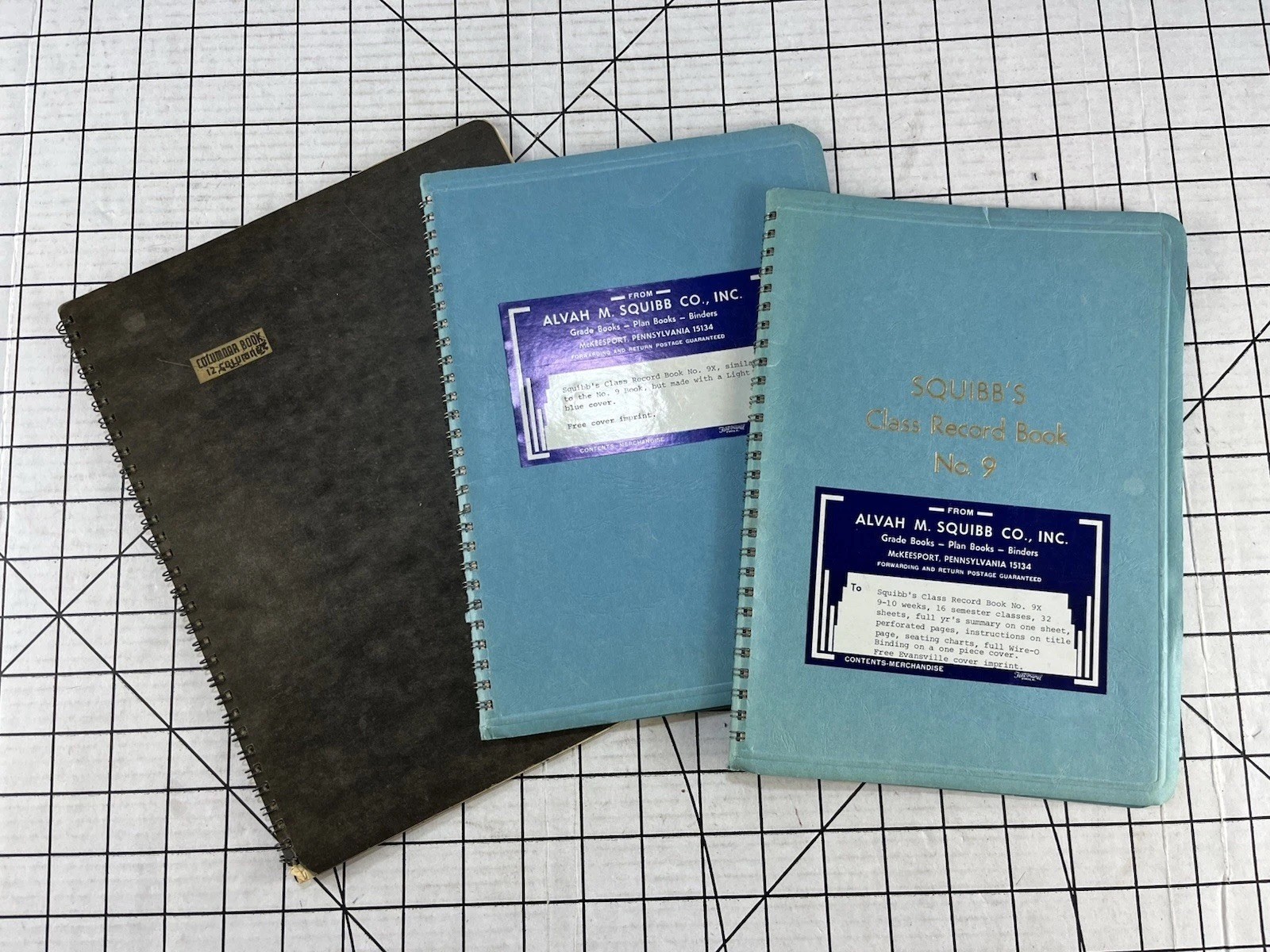 Vintage Notebook Lot Alvah M Squibb Class Record Book No 9 Vern O Bound Columnar