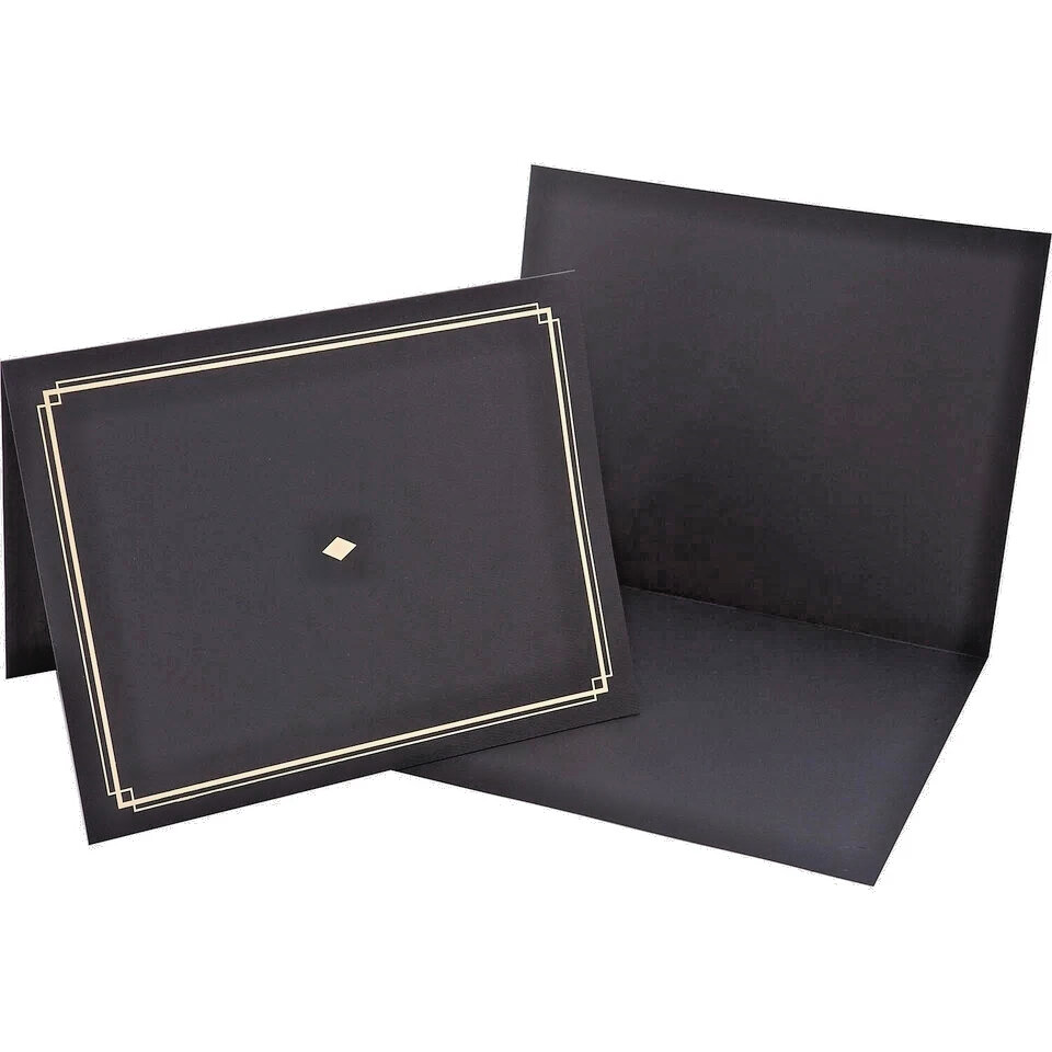 (6) Gartner Studios 8.5″ x 11″ Certificate Diploma Holder Black Gold Foil School