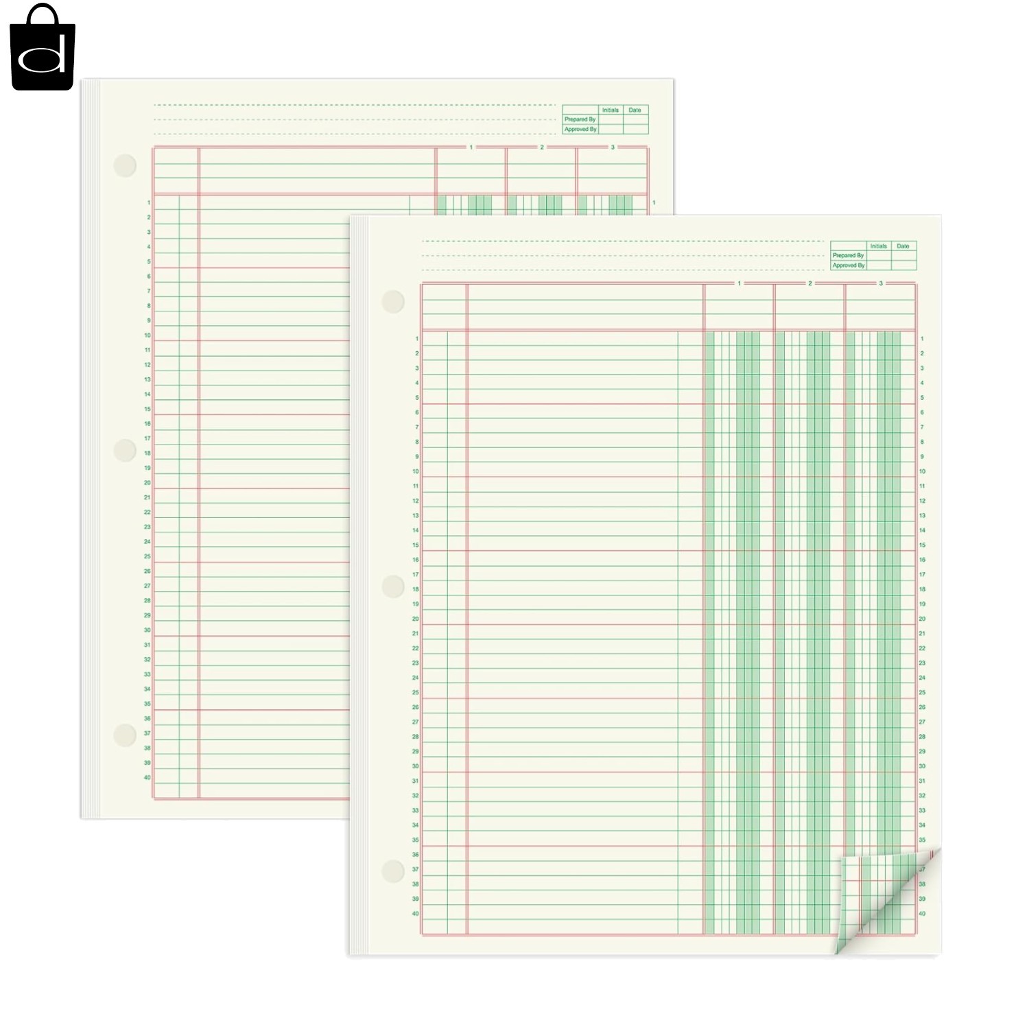2 Pads 100 Sheets Columnar Analysis Pad 3 Column Ledger 3 Hole Punch Accounting