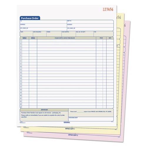TOPS Purchase Order Book, 22 Lines, 3 Part Carbonless, 8.38×10.19, 50 Form Total
