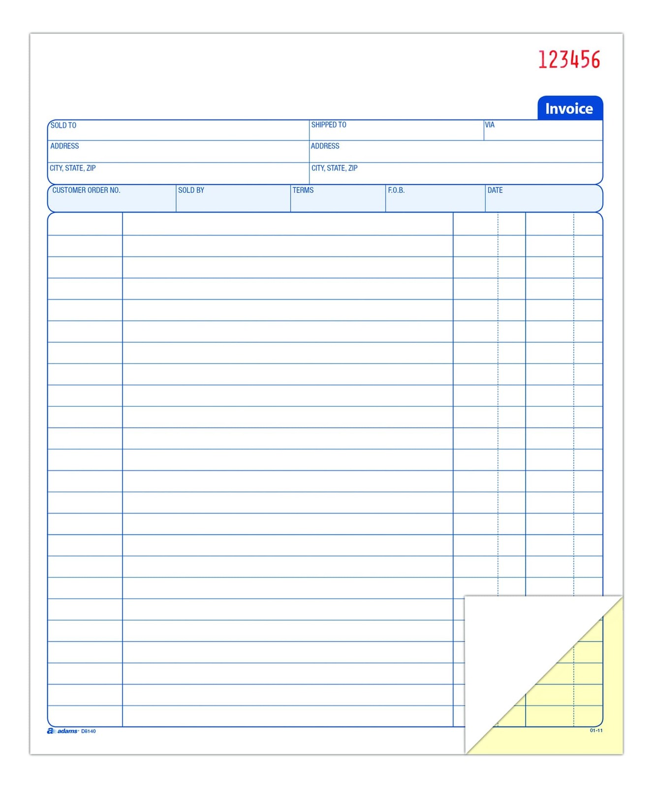 Adams Invoice Book, 8-3/8 x 10-11/16 50 Count (Pack of 1), White/Canary