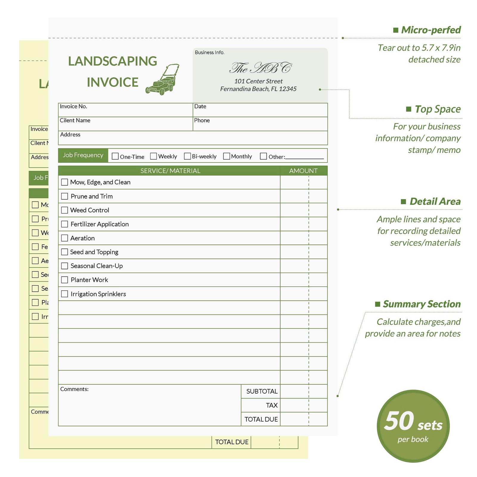 Harfesto Professional Garden Invoice Receipt Book, Landscaping Invoice Book f…