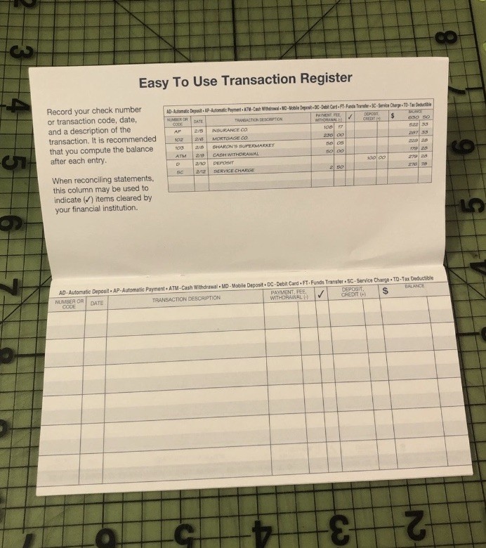 Transaction Register – Standard Size Checkbook Ledger, Banking Supply, 2026-2028