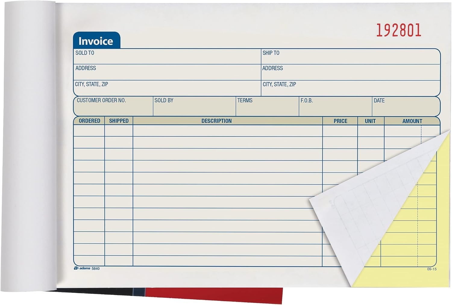 Invoice Book 3 Pack, 2 Part Carbonless Invoices, Horizontal Sales Slip, 5-9/1…