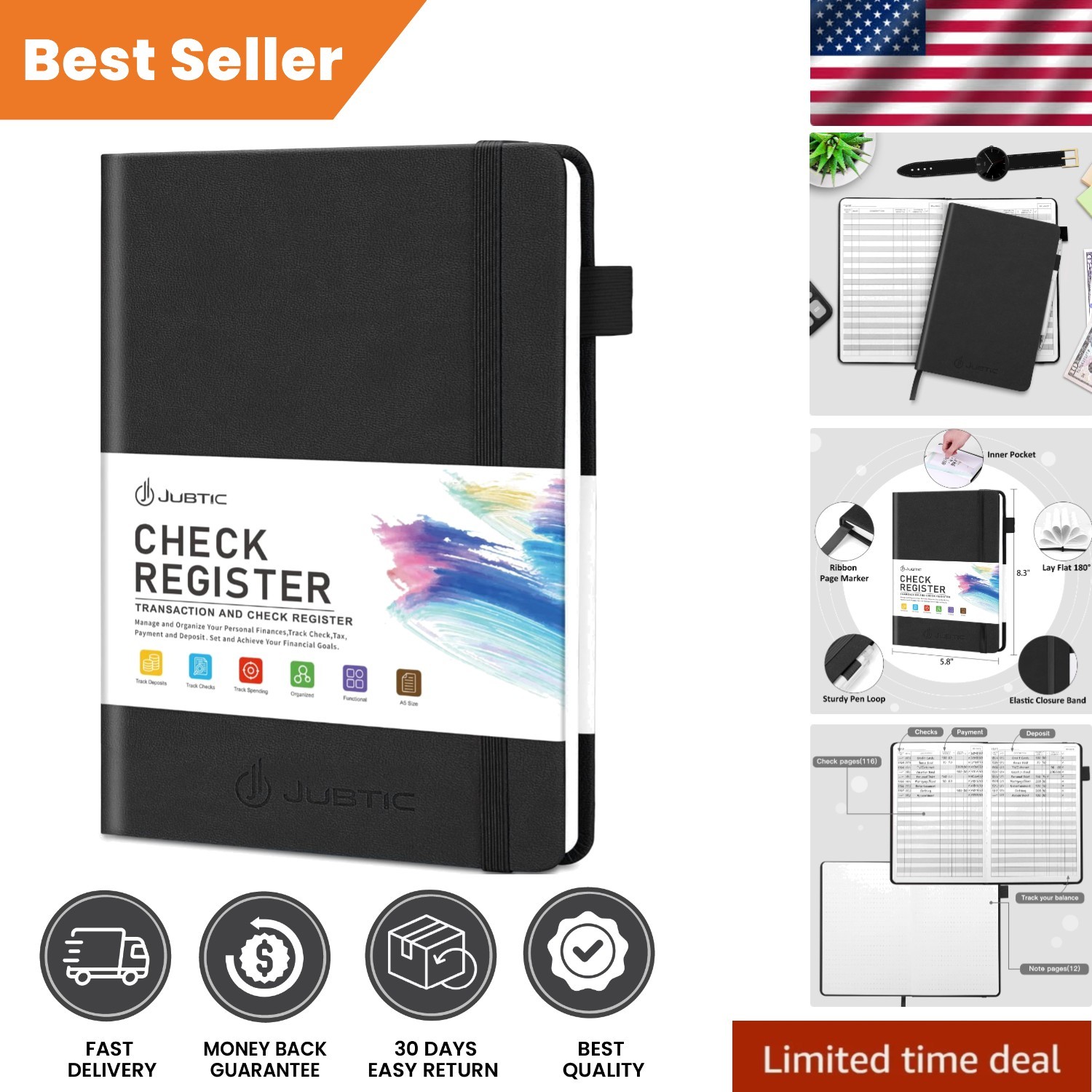 Elegant A5 Check Register in Classic Black – Perfect for Personal & Business Use