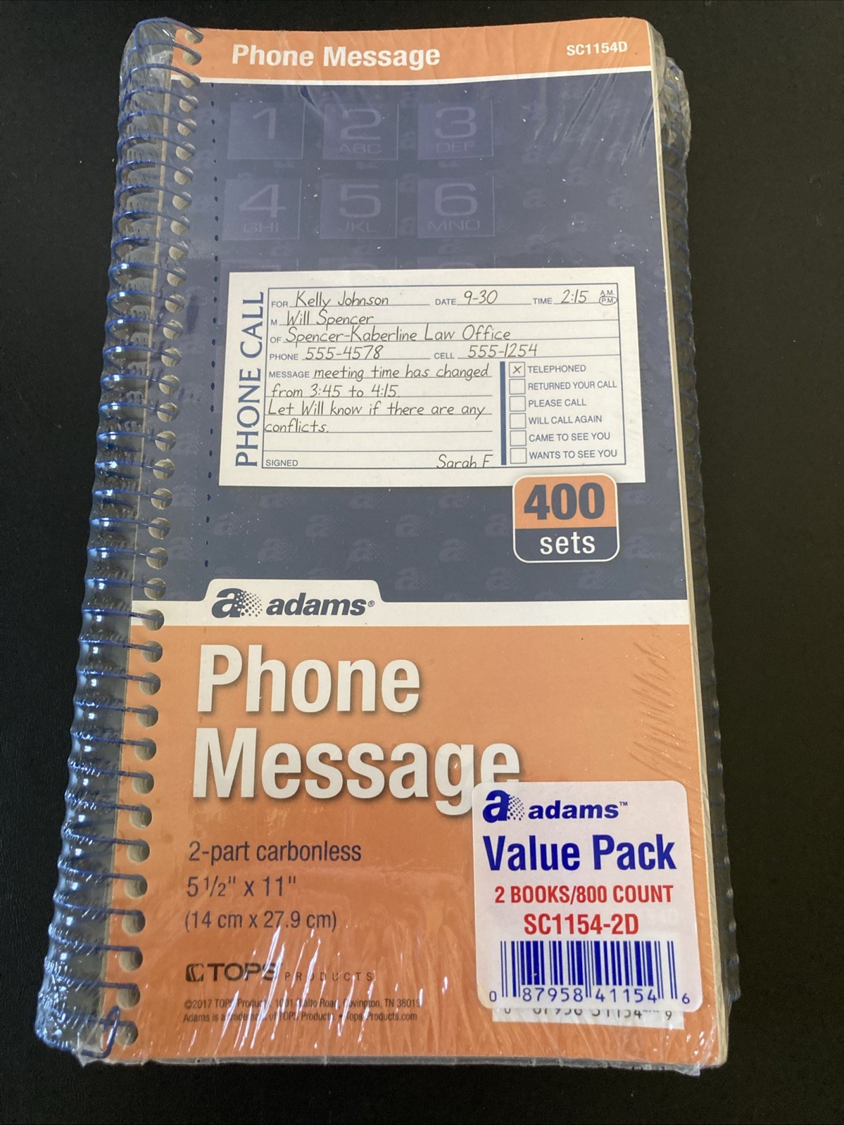 (2) ADAMS Phone Message Book Value Pack Office ~ 2 Books/800 Count Total
