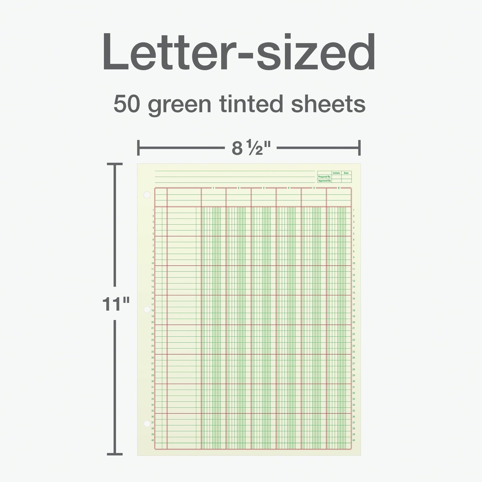 Adams 6 Column Columnar Analysis Pad 50 Double Sided Sheets Green Tint 3 Hole…