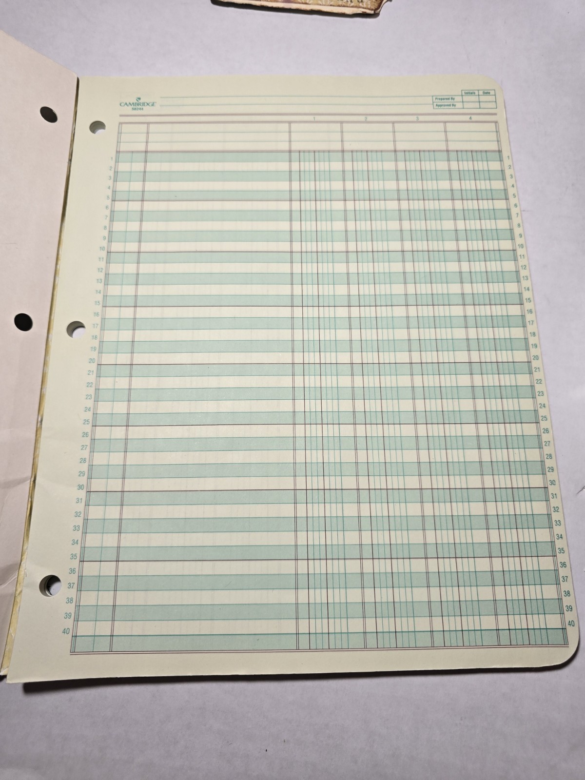 Vintage Mead Cambridge Analysis Sheets 4 Column Pad 50 Sheets; 58244