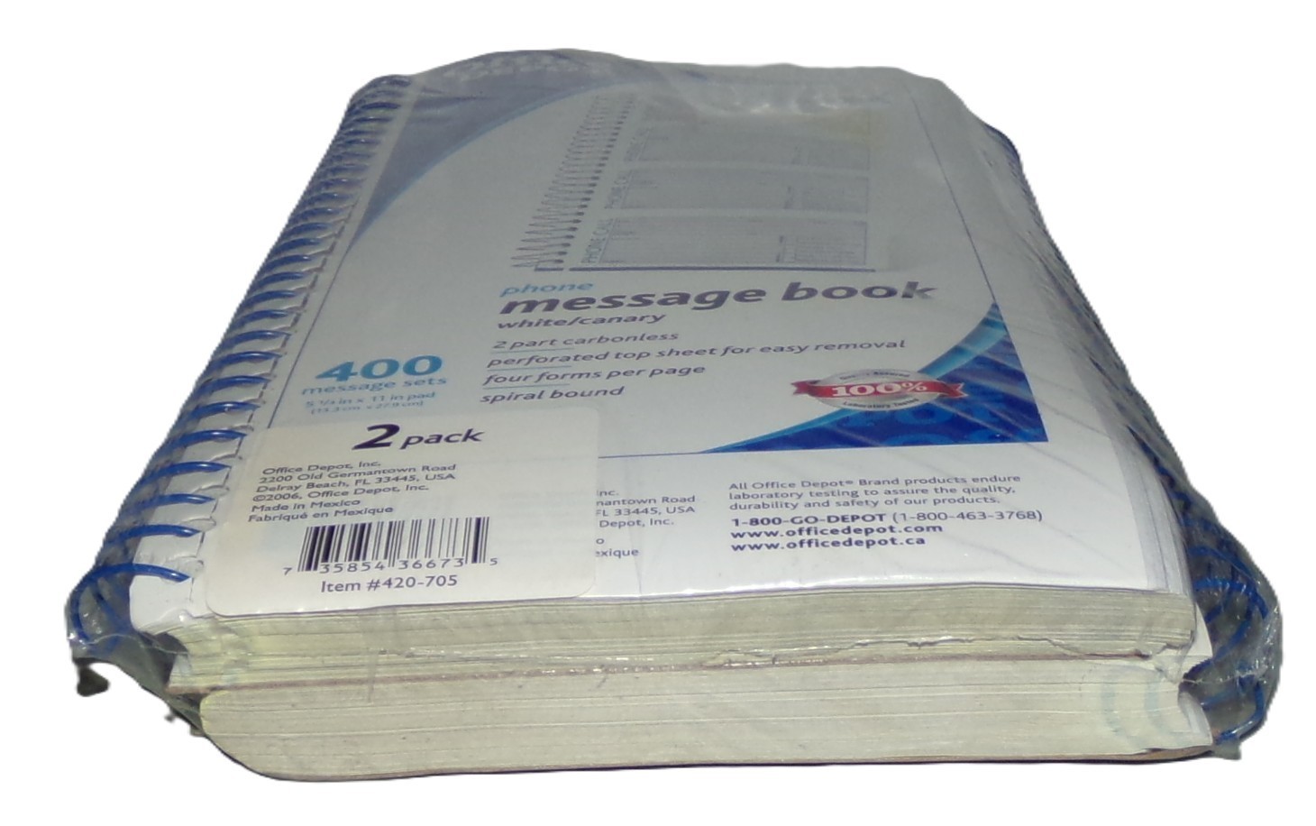 Office Depot Phone Message 2 Books 800 Count White Carbonless 2 Part 420-705 NEW
