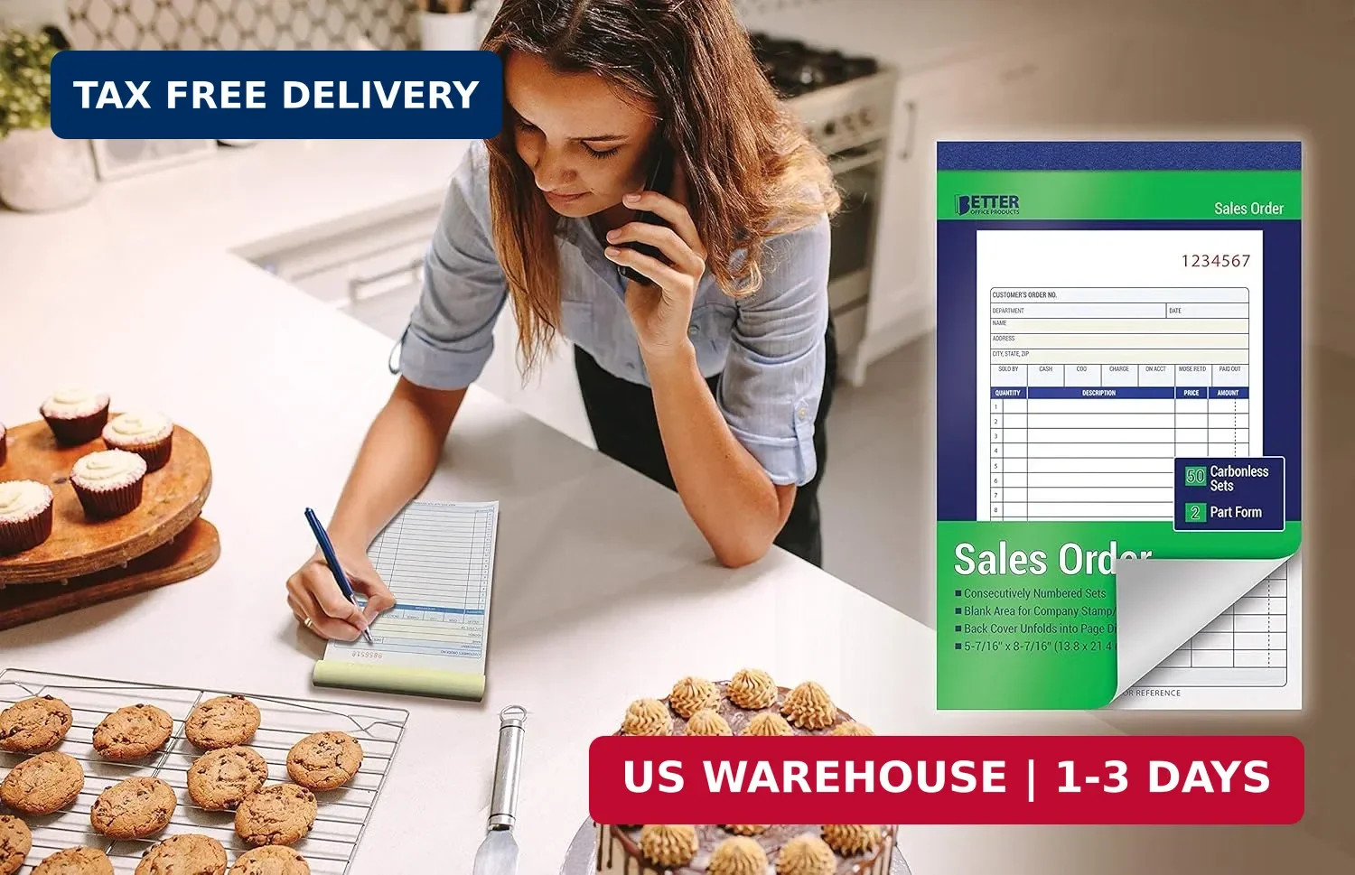 Better Office Products Sales Order Book, 6 Pack Sales Order Book 2 Part Carbonle