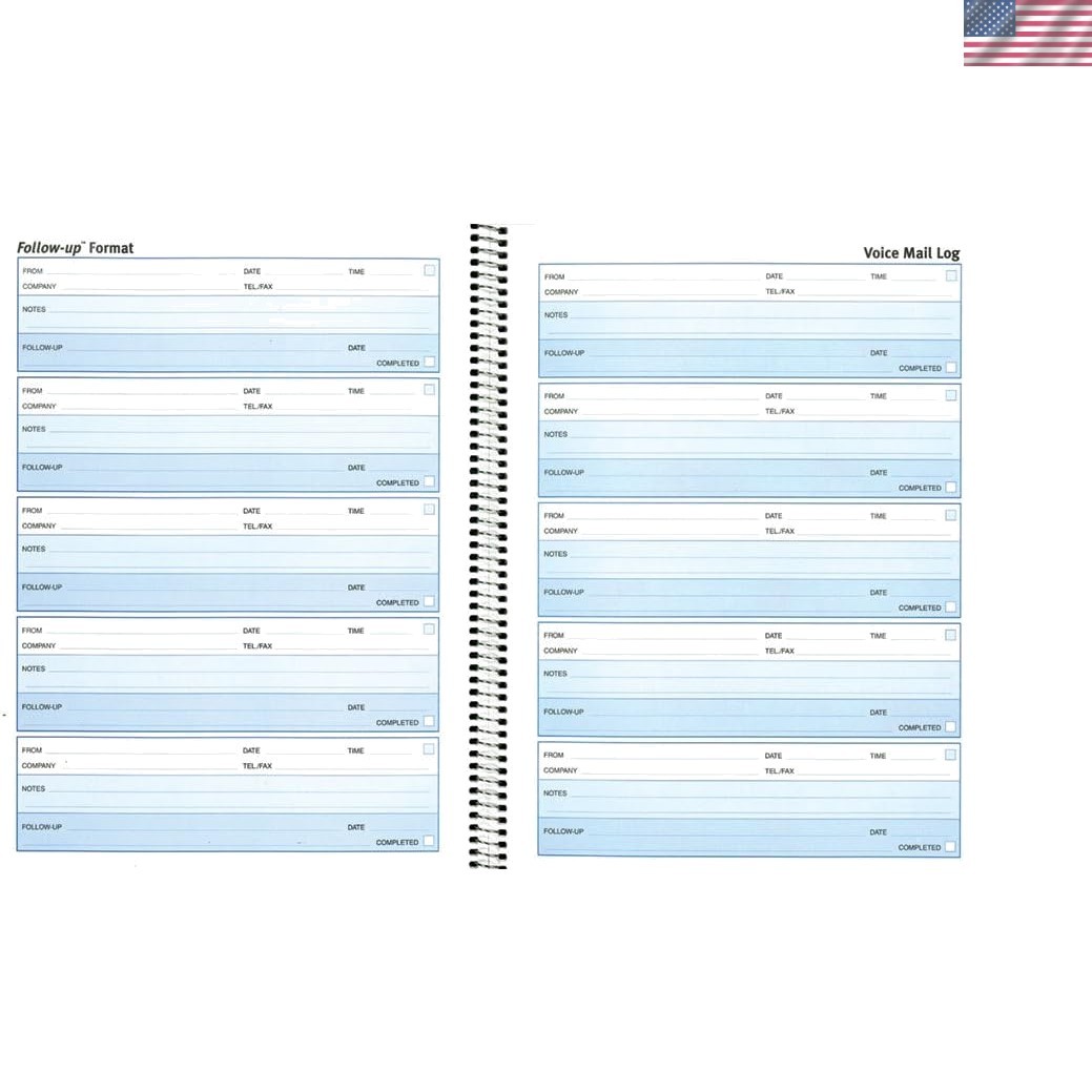 Compact Follow-Up Voice Mail Log, 5 Messages, Perfect for Busy Professionals