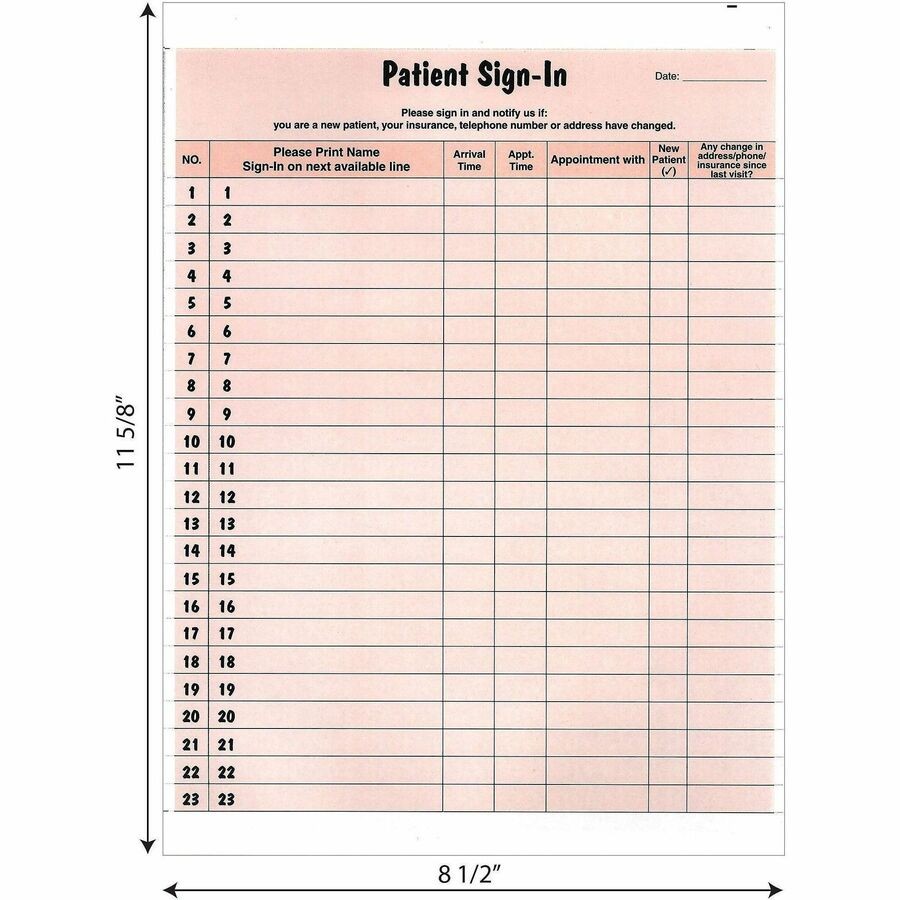 Tabbies Patient Sign-in Label Forms – 125 Sheet[s] – 125 / Pack (tab-14530)