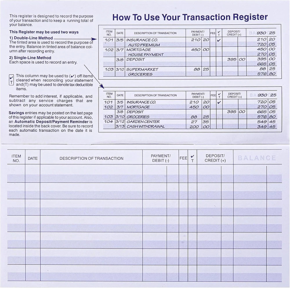 24 PCS Check Registers for Personal Checkbook, Easy to Read Checkbook RegisteR