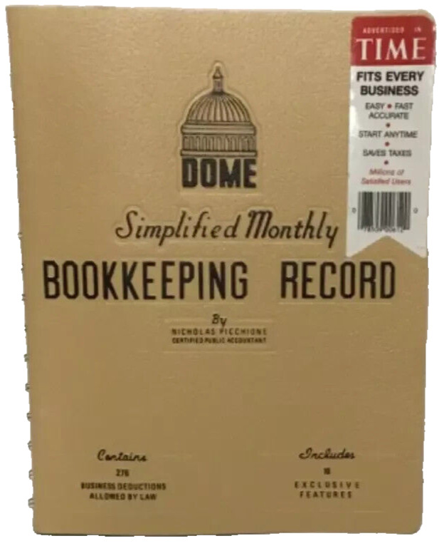 (NEW) 1990 DOME Spiral Bound Simplified Monthly Bookkeeping Record PICCHIONE 612