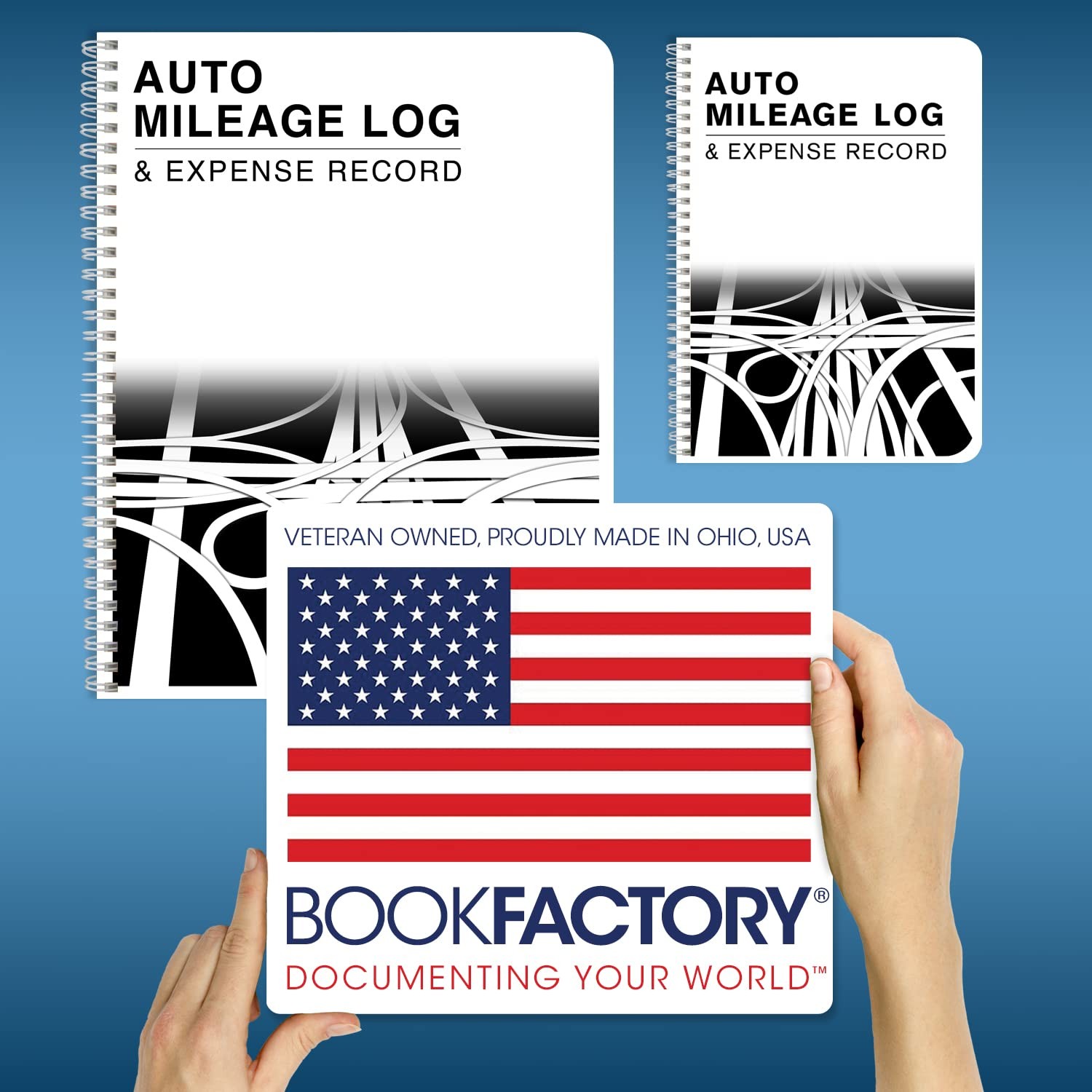 BookFactory Mileage Log Book Auto Expense Record 5″ x 7″, White
