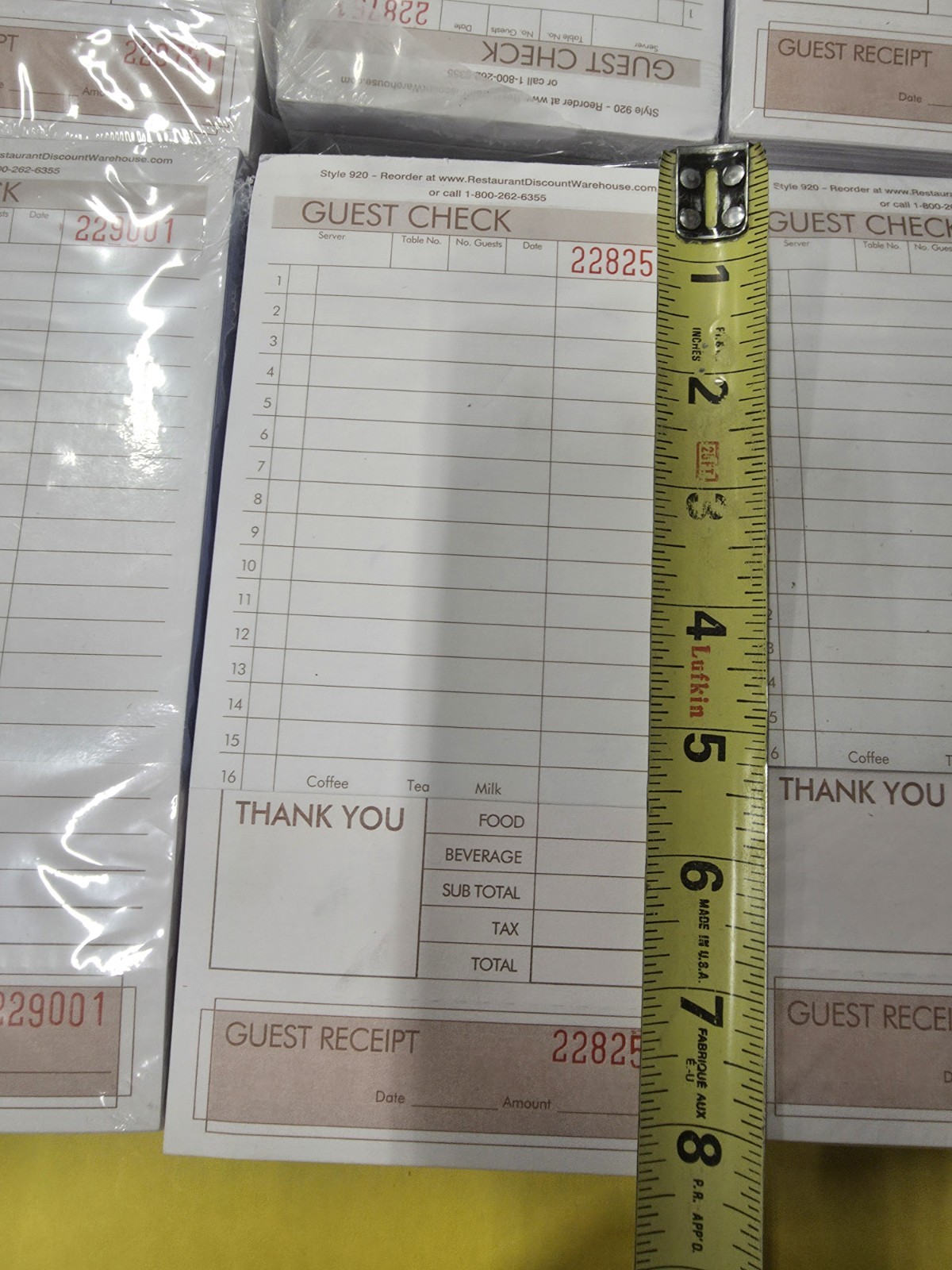 Guest Check Receipt Books 2-Part 50 set per book-40 Books- 2000 Total