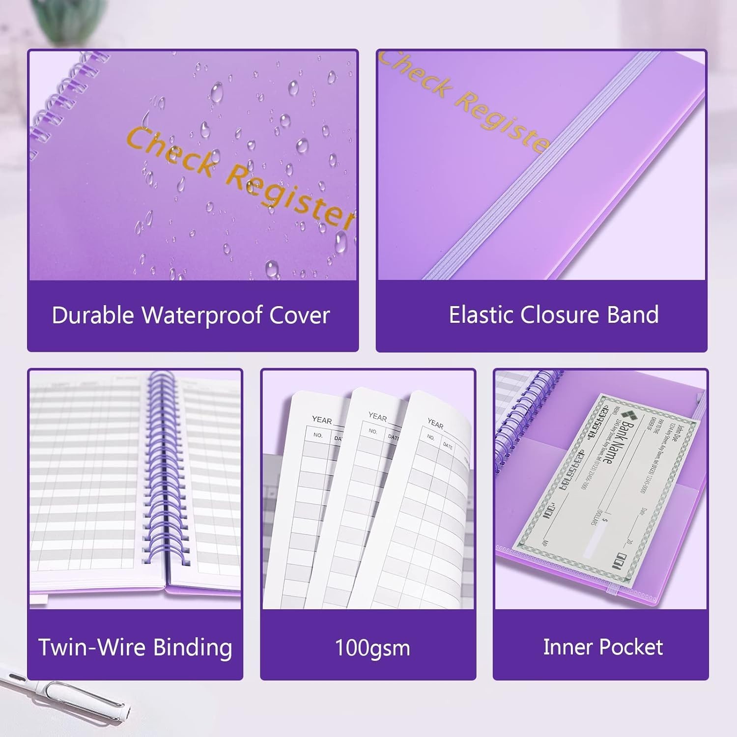 Check Registers for Personal Checkbook, Double Spiral Check Register Book, Bu…