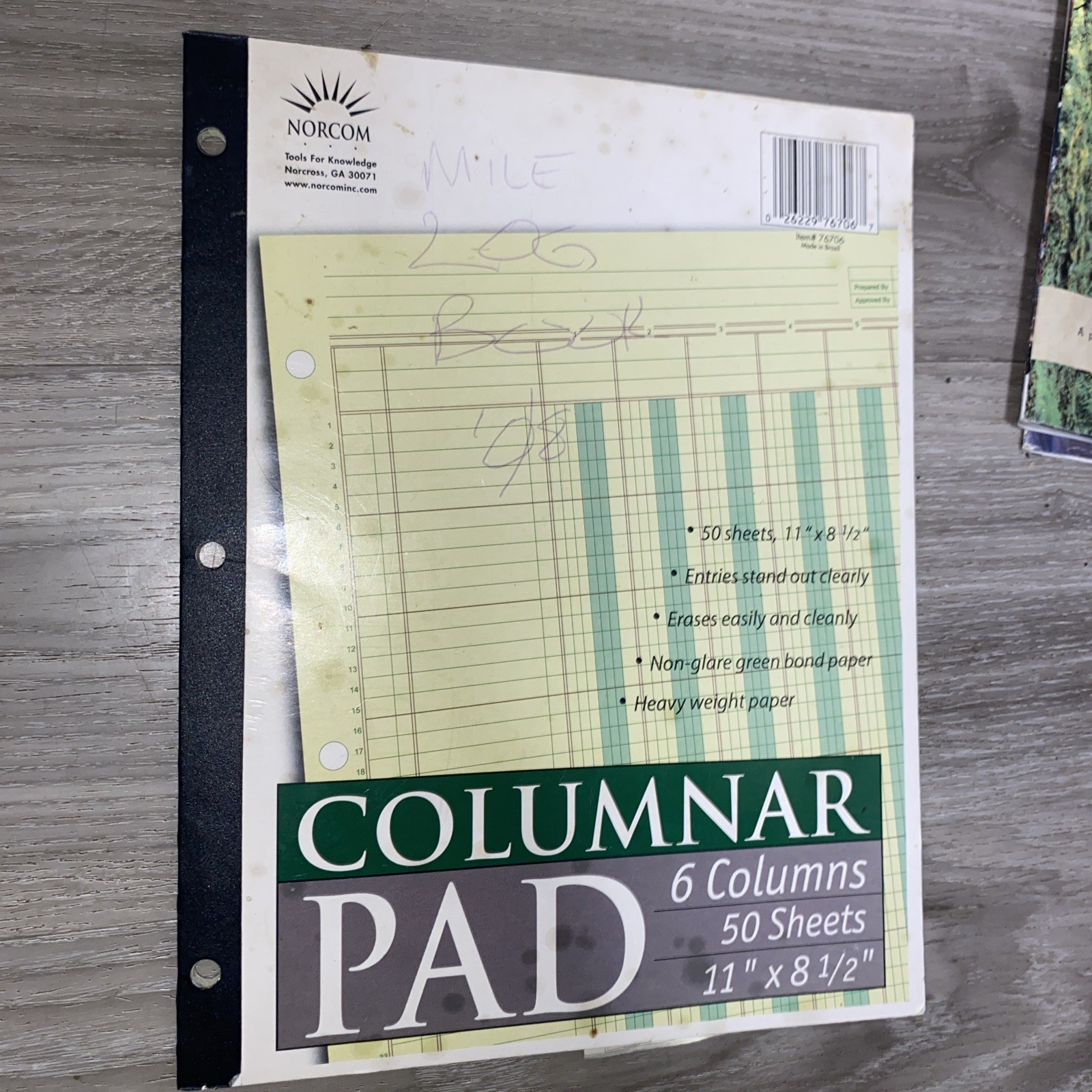 Norcom, Columnar Ledger Pad, 6 Columns, 8.5″ x 11″, Letter Size, 50 Sheets