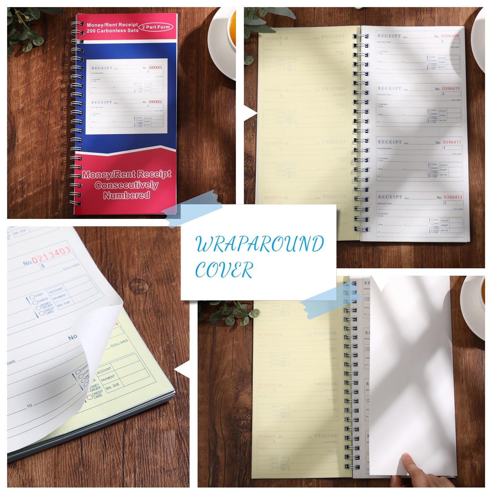 Books Money and Rent Receipt Book 2 Part Carbonless Receipt Log Book with Car…