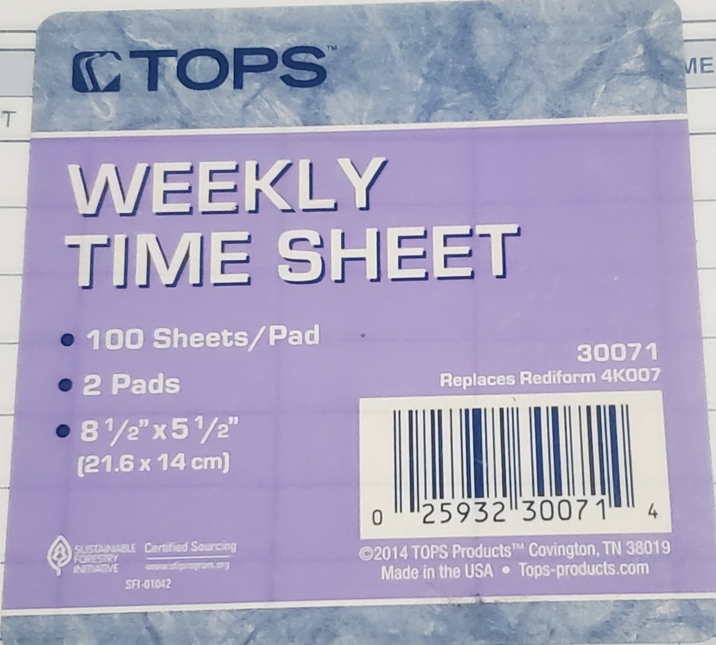 2 Packs TOPS Weekly Employee Time Sheet 8.5×5.5 Inches 100 Sheets Per Pad 4 Pads