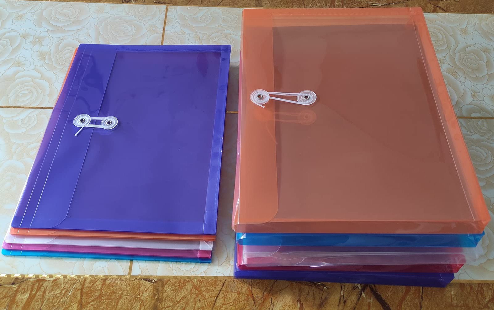 Letter A4 Size Poly String Envelope with Expandable Multicolor-10pack