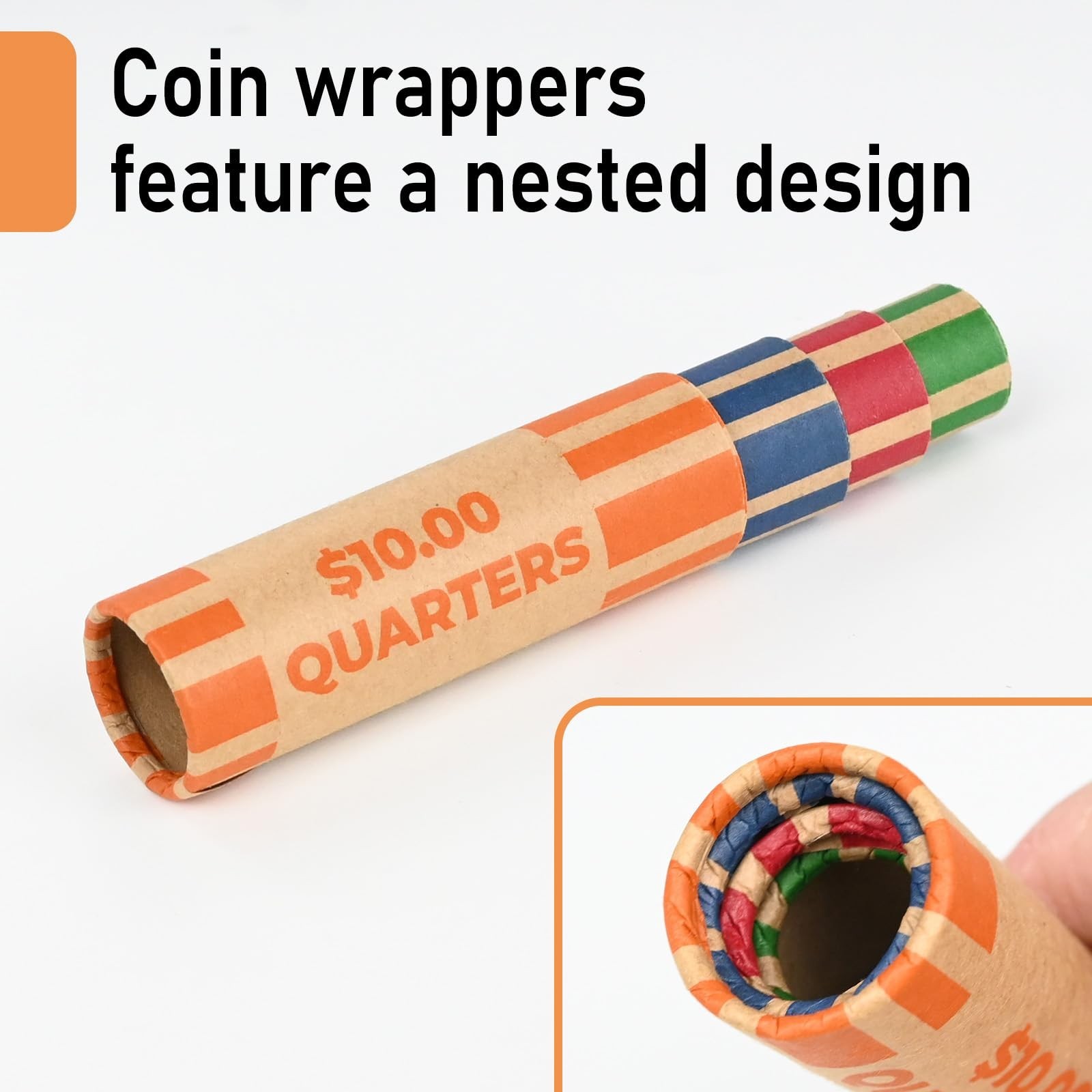 THEBLUETOUCH Preformed Coin Wrappers Rolls, Easy-Read Design with Larger Prin…