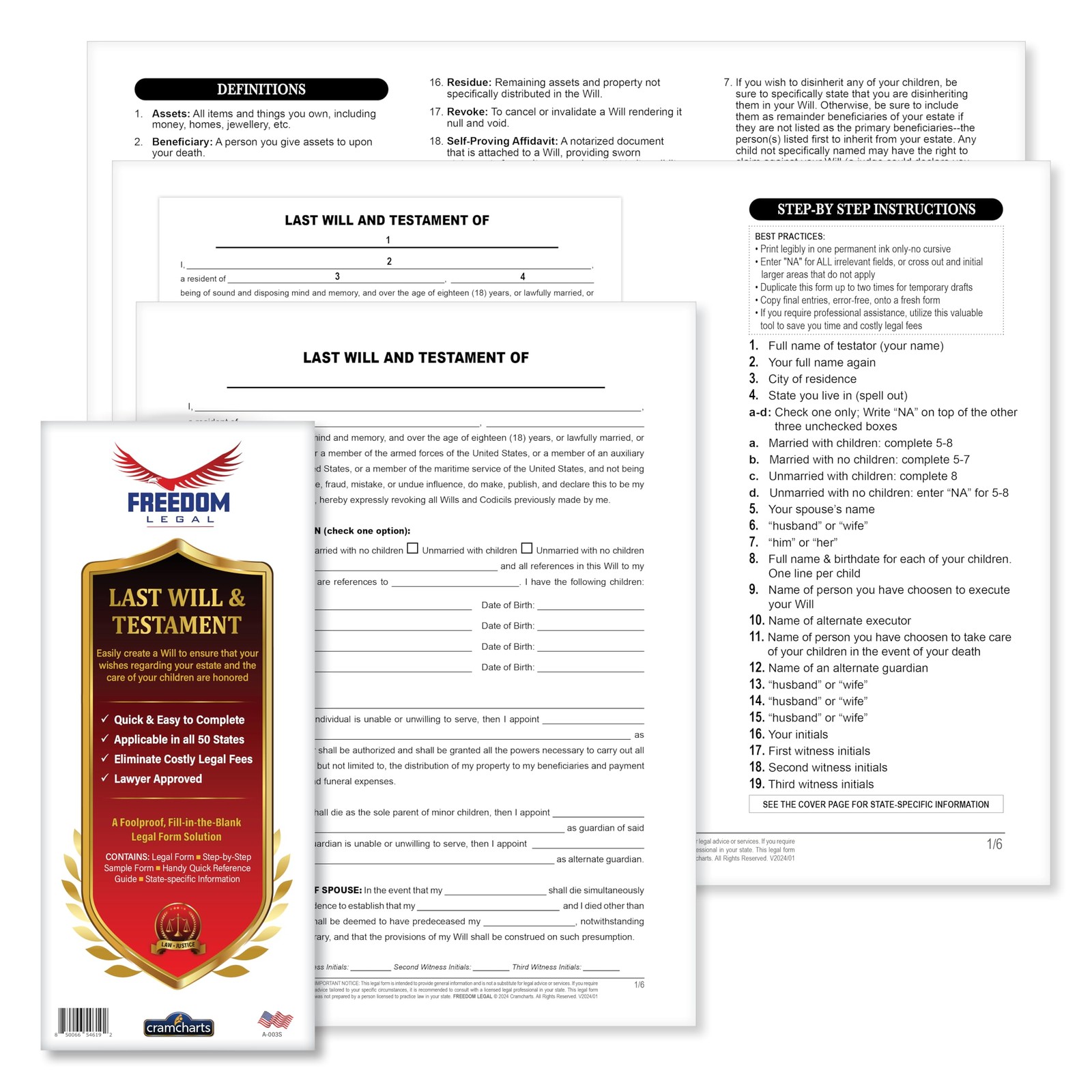 Last Will and Testament Legal Forms Kit, Complete Do-It-Yourself…