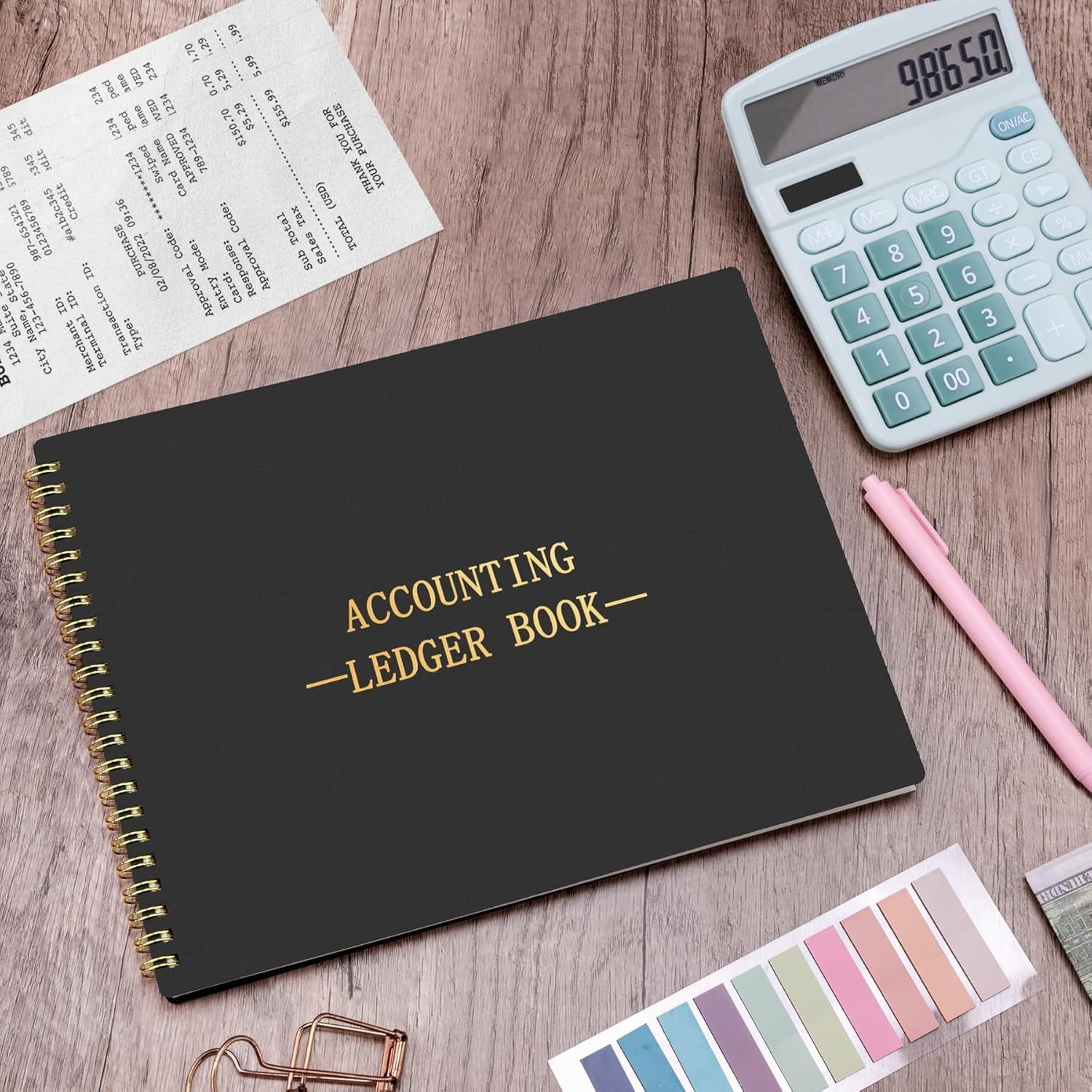 HAUTOCO Accounting Ledger Book for Small Business 10.1 x 7.8”, Black