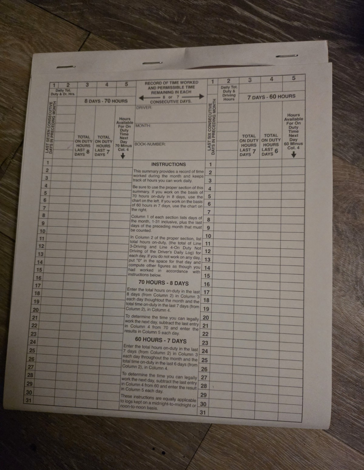 RUAN Professional Driver’s Daily Log Book Stapled Driver’s Daily Logs