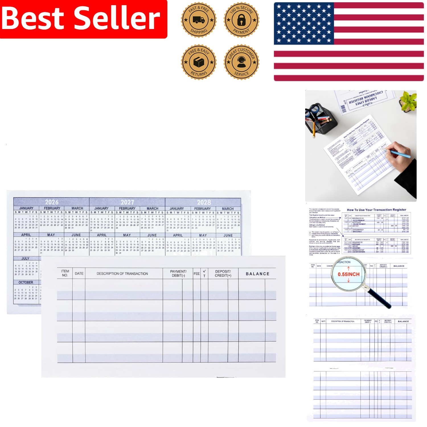 Blank Checkbook Registers 12pc Personal Business Finance Log Book for Payments