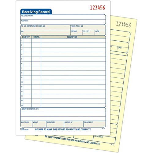 Adams Carbonless Receiving Record Book 50 Sets Customizable Business Forms
