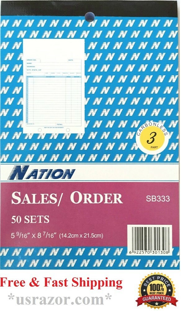 350 Carbonless 3 part 59/16″x87/16″ 50*7 set Sales Order Invoice Receipt Book