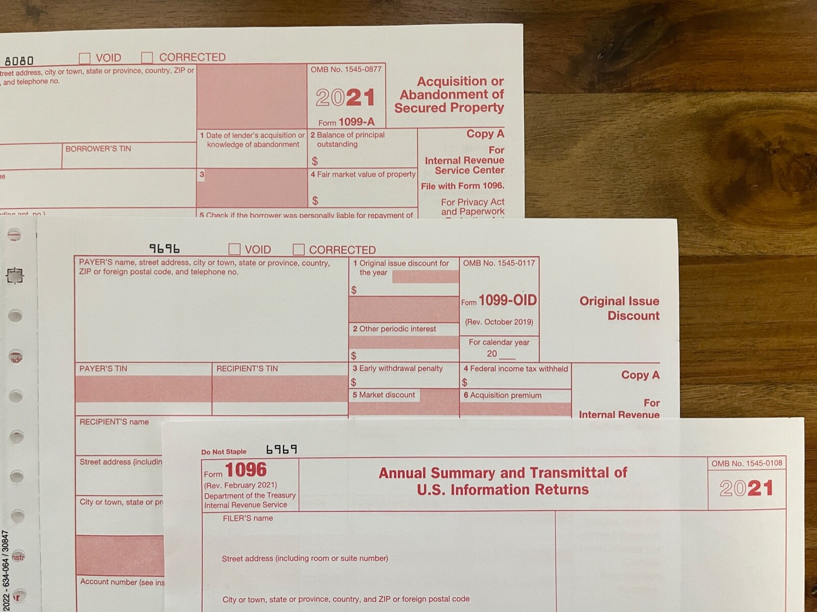 1099A ✪2021✪ IRS 3 Form Acquisition Package; 1099-A, 1099 OID, 1096,