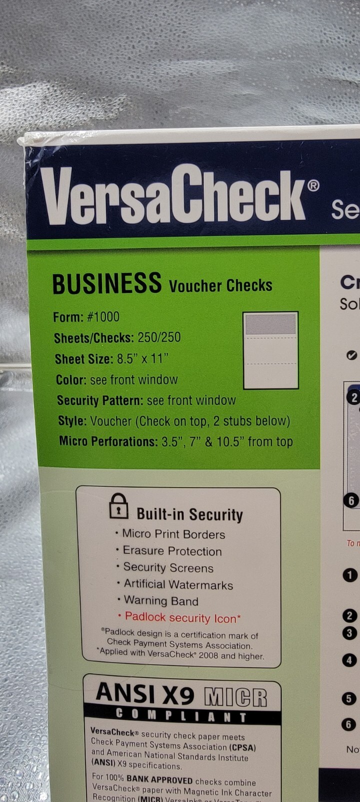 VersaCheck Security Business Check Refills: Form #1000 Voucher Checks 250 Sheets