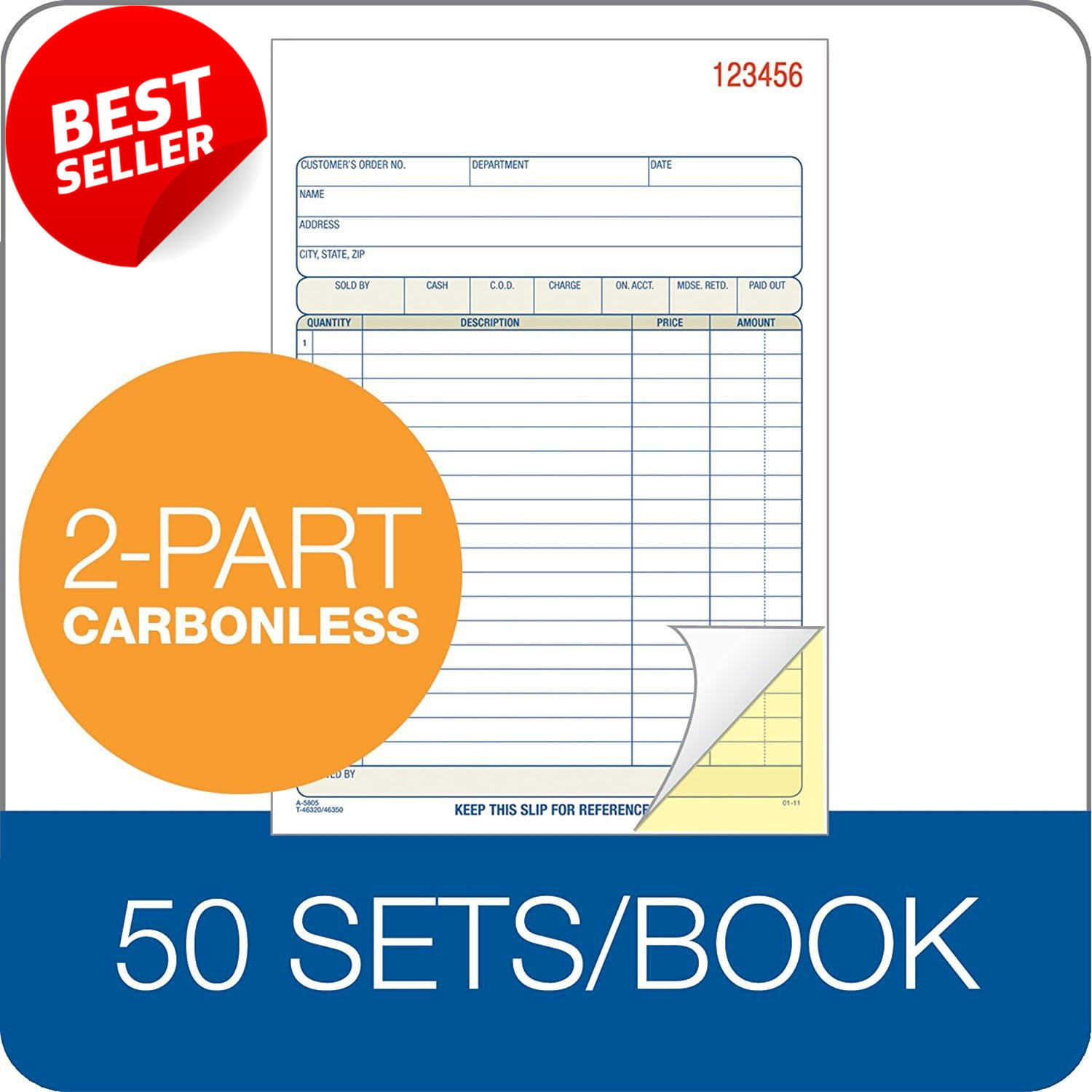 Sales Order Book 2-Part Carbonless White/Canary 50 Sets DC5805 20 Pack US