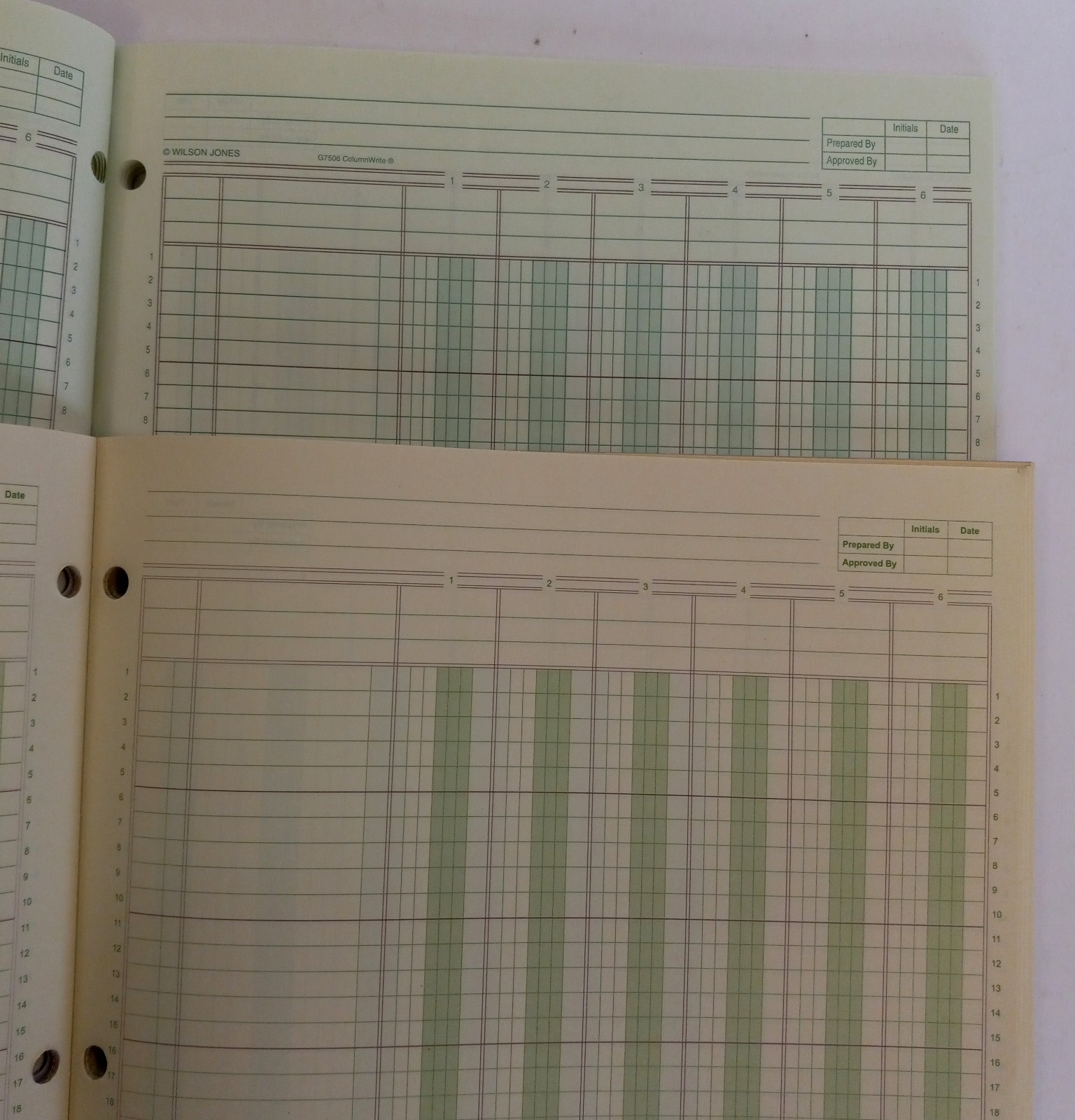 Ledger Pad 6 Columns 8.5 x 11 inch 50 Sheets Blank Lot of 2