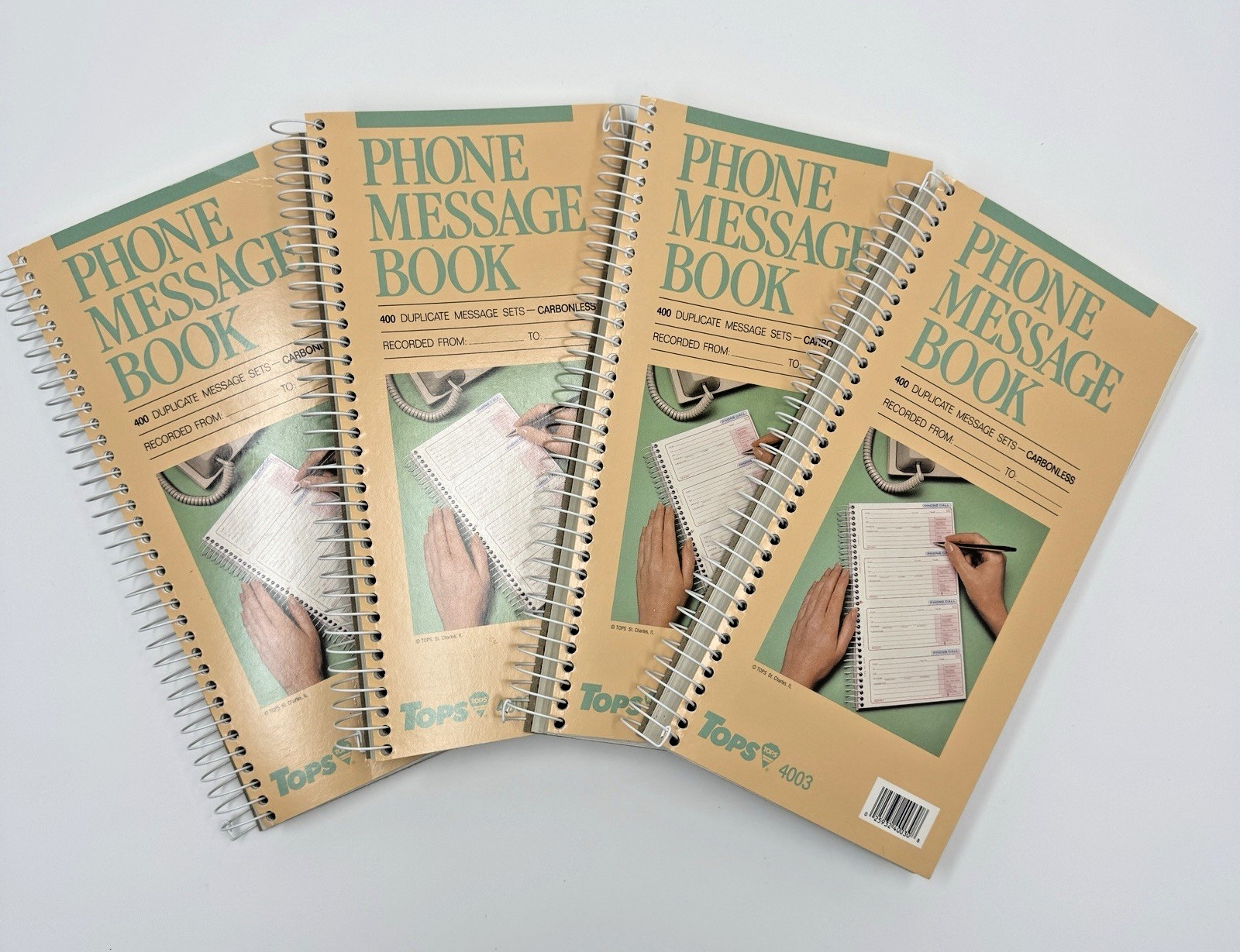 Lot of 4 NEW Vintage Tops 4003 PHONE MESSAGE BOOKS Duplicate Carbonless Form NOS