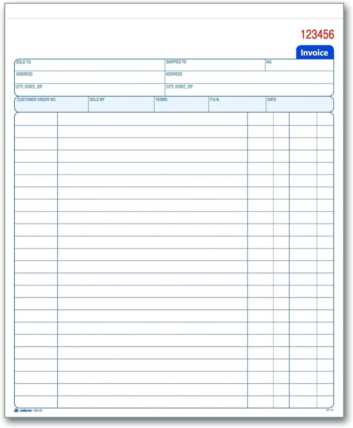 Customizable 2-Part Invoice Book, 50 Sets, 8-3/8×10-11/16 for Business Use