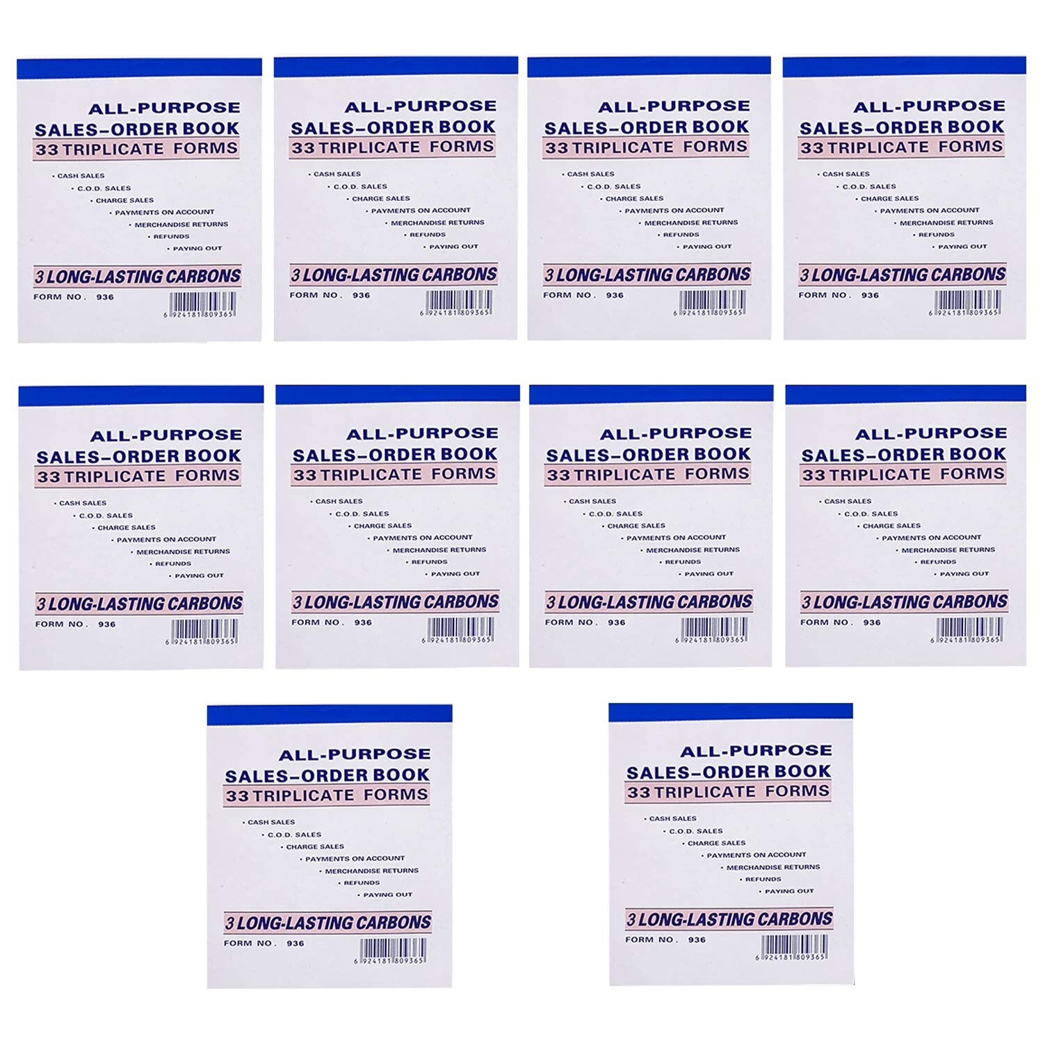 Lot of 10 Sales Order Book 33 Triplicate Forms Carbonless 3 Copy’s
