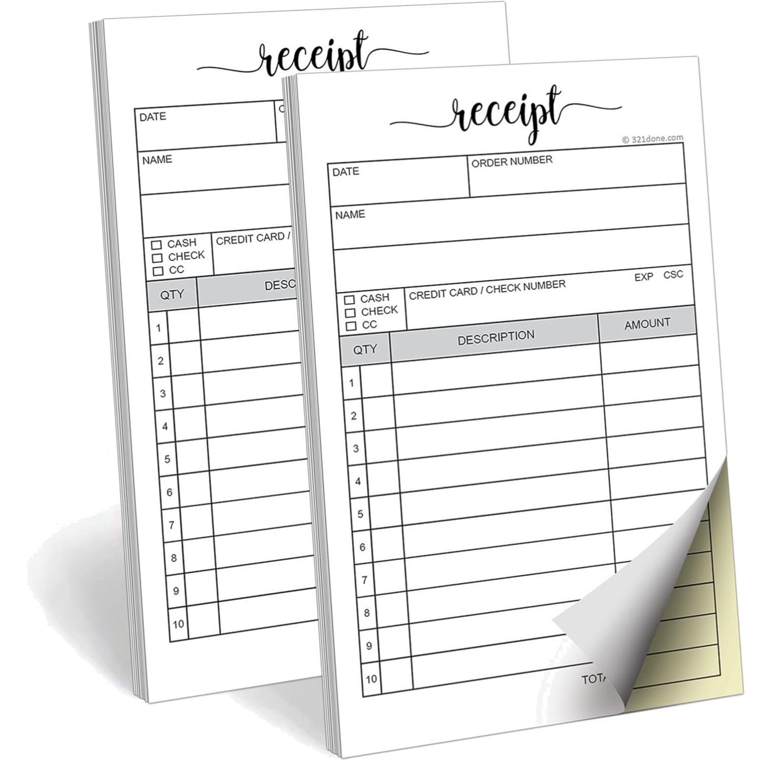 Receipt Book with Carbon Copies, 2-Pack for Small Boutique Business, 2-Part C…