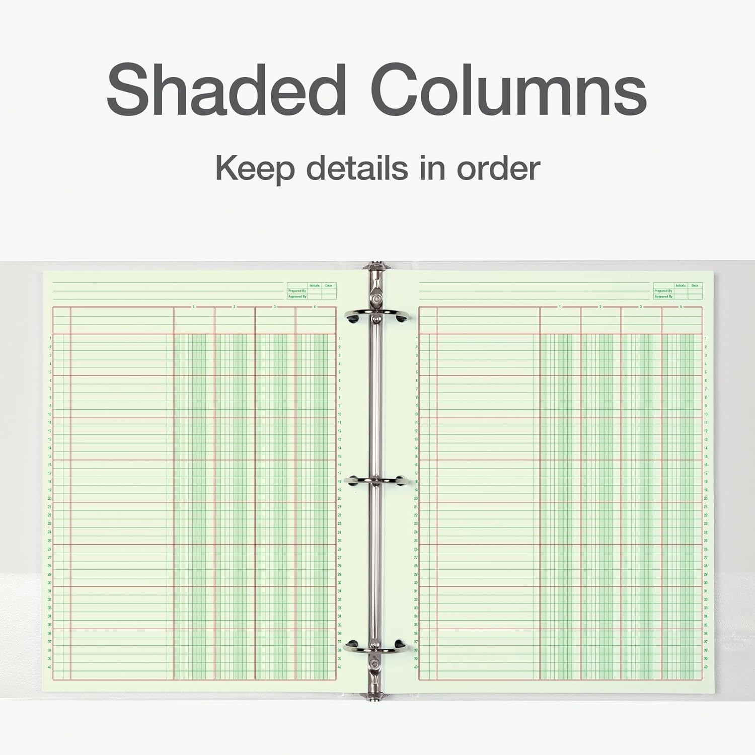 Columnar Analysis Pad, 4 Column Ledger, 8.5″ x 11″, 100 Pages 50 Sheets, Gree…