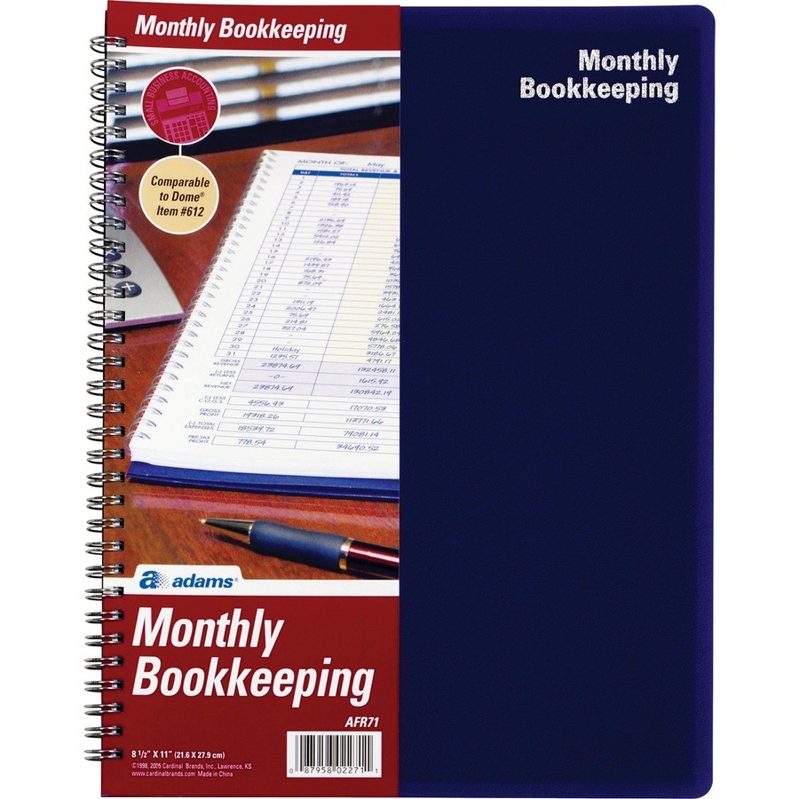 Adams Monthly Bookkeeping Record – Spiral Bound – White – 1each (AFR71)