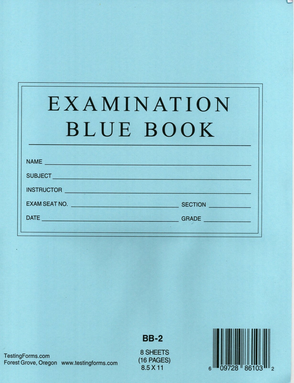 5 8.5 x 11 Blue Book Exam Booklets Notebook Examination Essay Testing