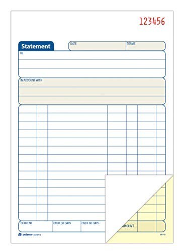Carbonless Statement Book, 2-Part, White/Canary, 50 Sets, 5.5×8.5 Inches, 3-Pack