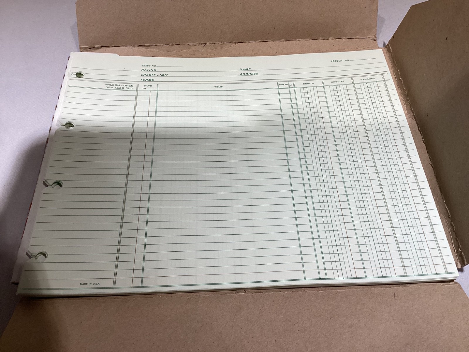 Wilson Jones Balance Ledger Sheets USA 38 Ct New Open Box Green 9 1/4″ x 11 7/8″